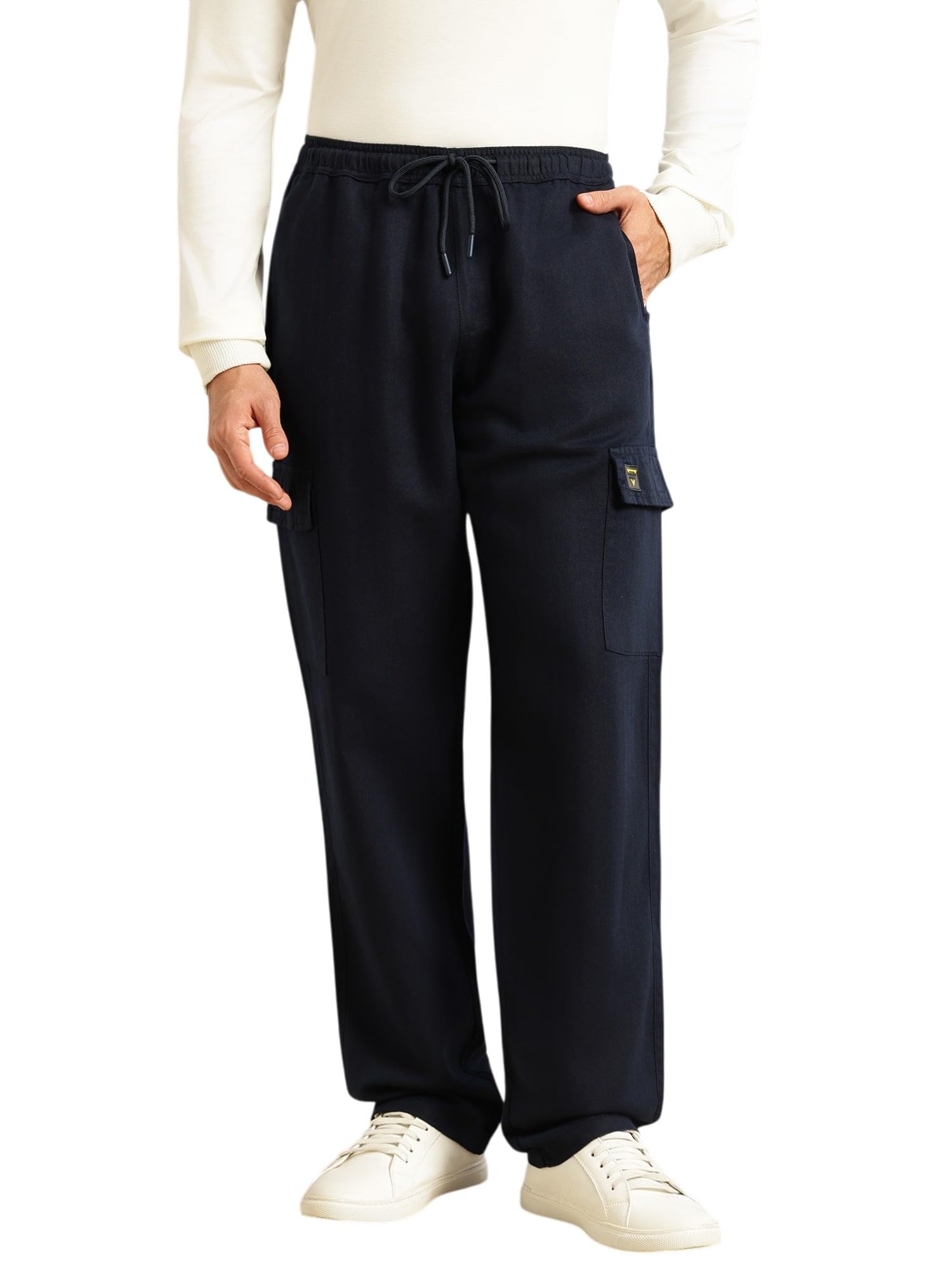Men Regular Fit Linen Woven Cargo Trousers | Mid-Rise Drawstring Closure | 5 Pocket Design-image-46