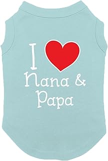 I Love My Nana & Papa - Heart Cute Dog Shirt (Chill, Small)