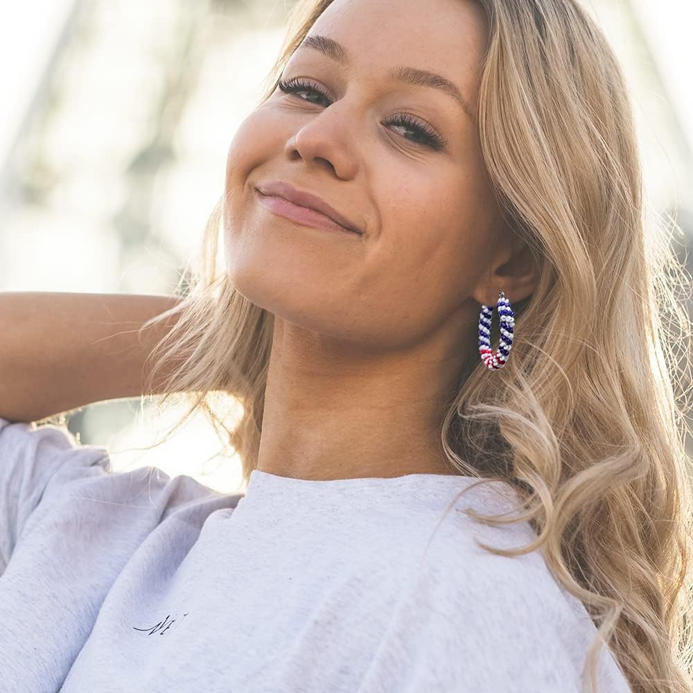 Madison Tyler Americana Collection Jewelry | Red White Blue Star Stud Dangle Earring | 4th of July Americana Flag Earrings | Independence Day Patriotic Earrings
