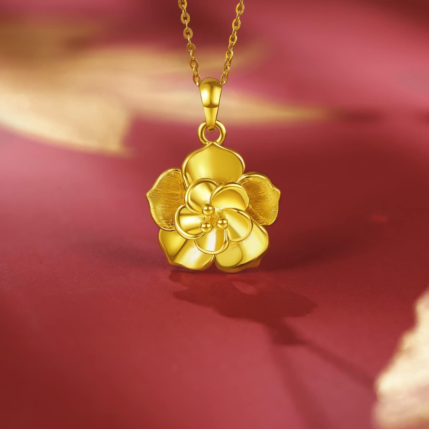 24K Solid Gold Pendant for Women, Real Pure Gold Jewelry Accessory Flower Pendant for Men Girlfriend (Not Include Necklace) - Image 3