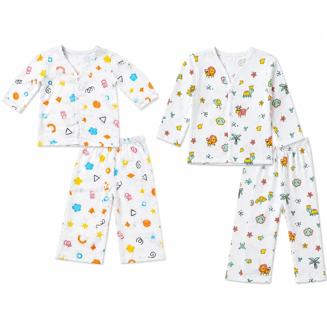 Organic Muslin Kids Nightsuit|Breathable Full Sleeve Top&Pajama Sleepwear for 0to18Months|Unisex Baby Clothes |Comfortable Nightwear(Assorted Prints)-image-28
