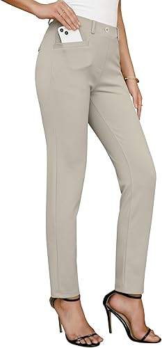 Miniatura 2 de siliteelon Pantalones de vestir para mujer, pantalones de trabajo para mujer, pantalones de vestir de cintura alta, pantalones de vestir para mujer