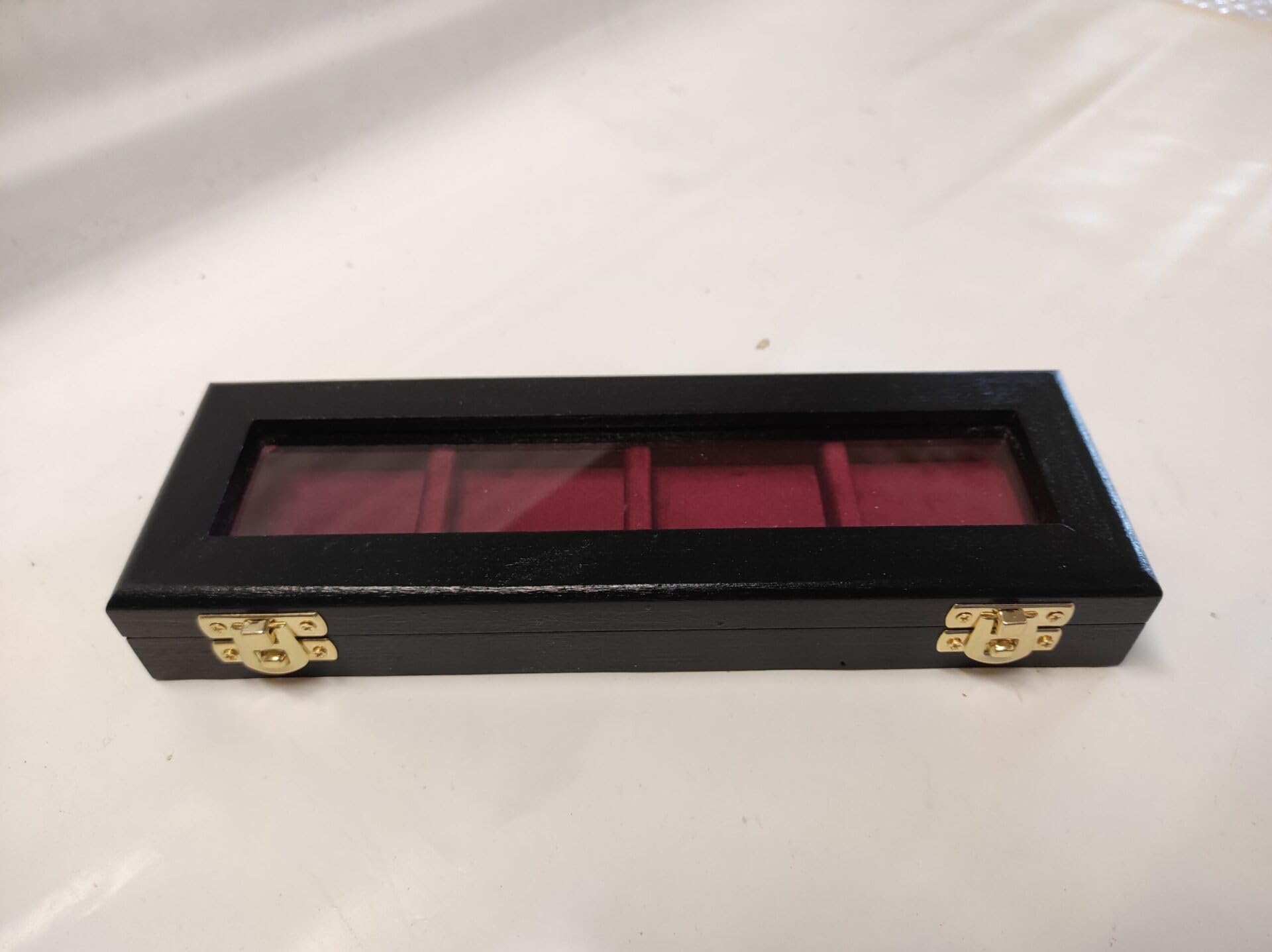 Cofanetto in legno per monete e medaglie 4 caselle 50x50 mm con vetro 3 mm e velluto italiano, numerato e certificato, espositore da collezione artigianale – Coins&More