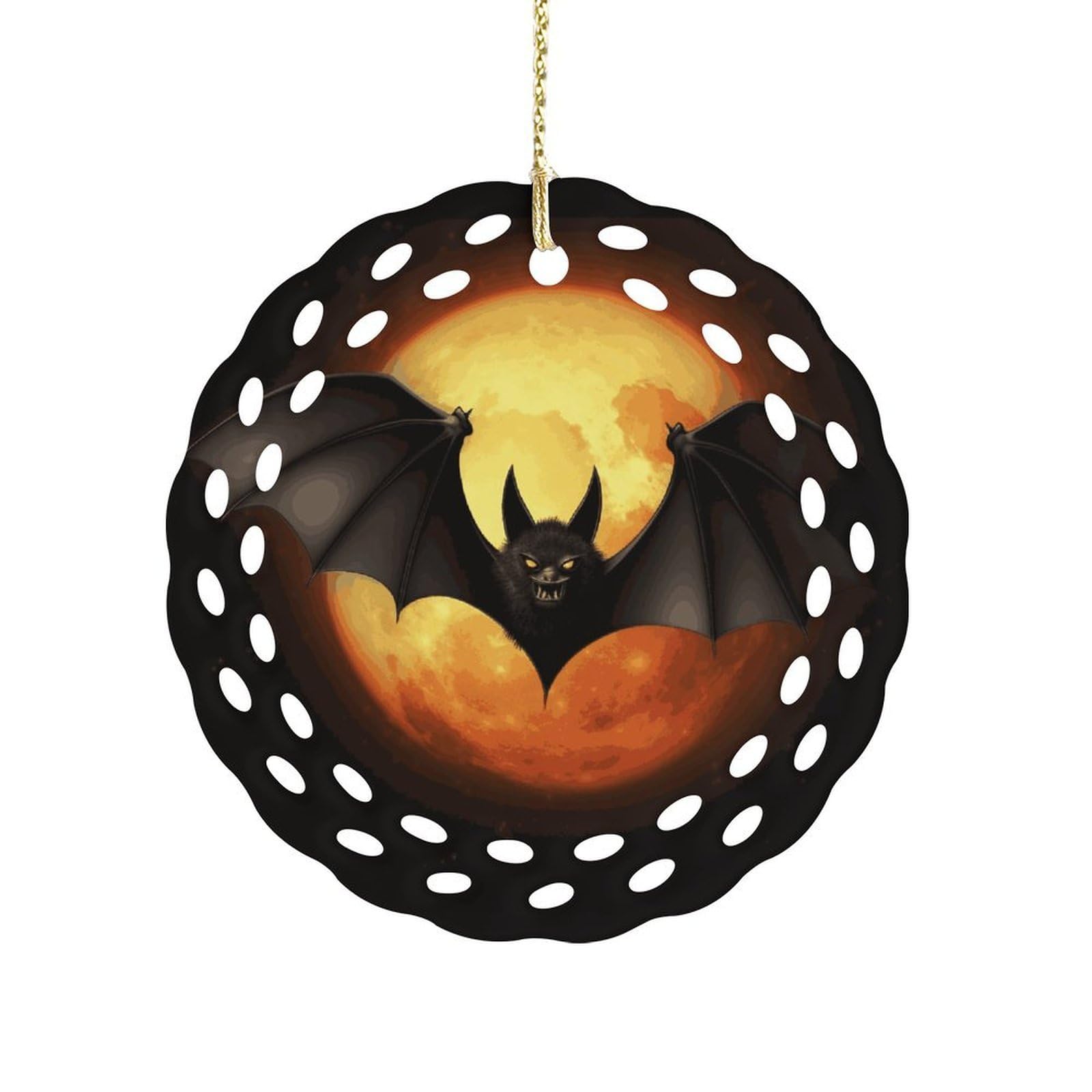Btcowzrv Style Halloween Bat Ceramic Ornament,Round Ornaments With Hole Easy To Hang,Hanging Ornament For Wedding Party Home Window Garden Christmas Day Decor