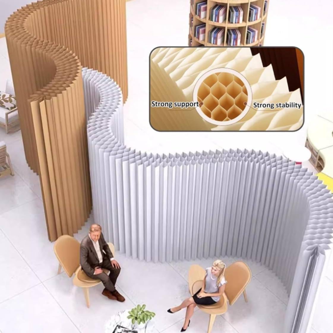 Modern Room Divider, Interior Privacy Screen, Folding and Retractable Room Divider, Freestanding Paper Wall Partition, for Bedrooms, Uffici, Balcony, 2x1.8m/6.5x6.91FT
