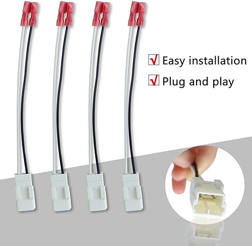 Miniatura 5 de Paquete de 4 arneses de altavoz de repuesto para modelos Dodge Chrysler - Arnés de cableado de altavoz de puerta delantera y trasera adaptador