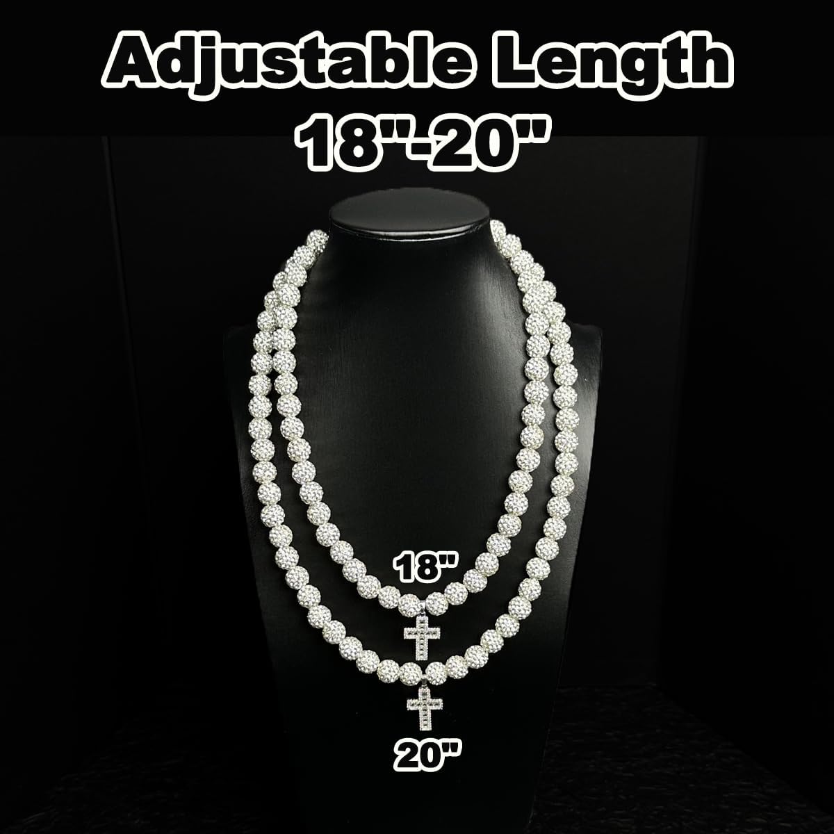 16 Inch Baseball Necklaces for Boys, 18-20 Inch Baseball Necklace, Rhinestone Baseball Bead Necklace, Baseball Cross Necklace for Men, Adjustable Baseball Drip Bling Necklace for Baseball Team Lovers - Image 6