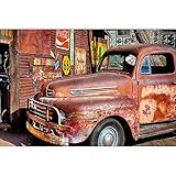 Wall Art Photograph of Red Old Rusty Truck on Route 66 Art Decor
