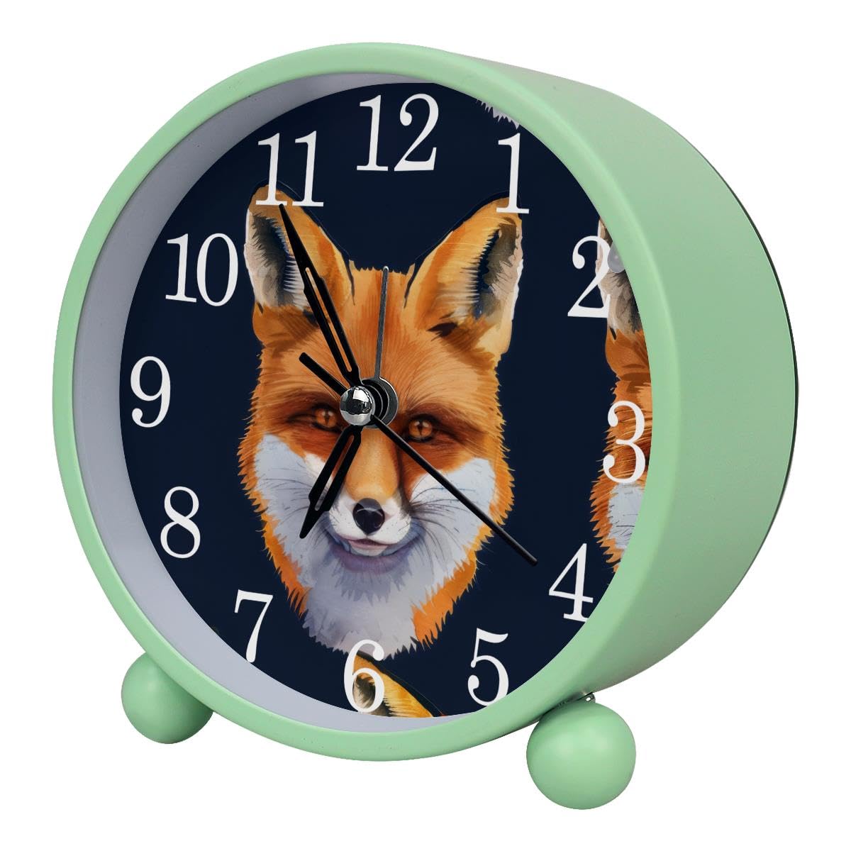 Luoweisi Alarm Clock Fox Heads, Silent Non-Ticking with Night Light