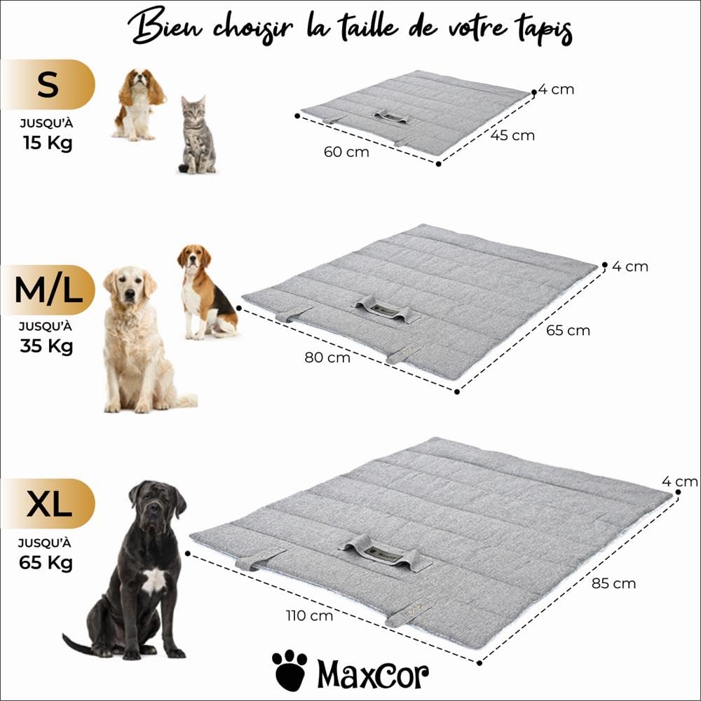 MaxCor Grand Tapis Chien Rectangulaire Gris - Soulage et Préserve Les Articulations - Panier Chien Réversible été/Hiver et Facile à Transporter - Ne se déforme Pas et Lavable en Machine