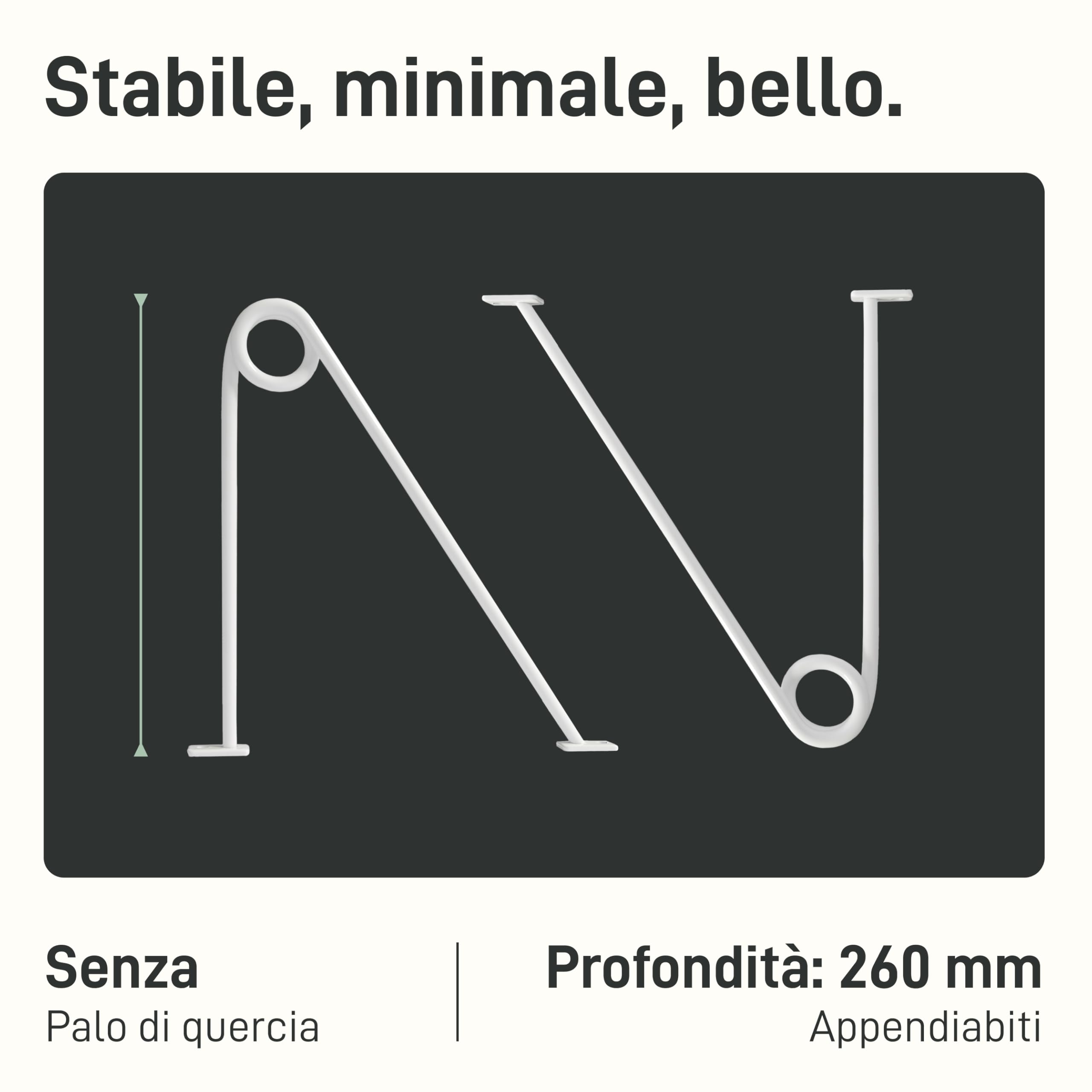 Natural Goods Berlin - 2 Supporti per Guardaroba Gard Prenzlberg, verniciati a Polvere o oliati, con Passante, Spessore 8 mm, per aste tonde da 30 mm, Fai da Te