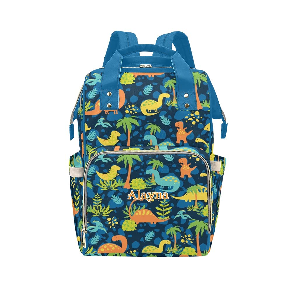 Yeshop Personalized Diaper Backpack Colorful Dinosaur Tree Multi Function Diaper Bag Travel Daypack Nursing Nappy Bag