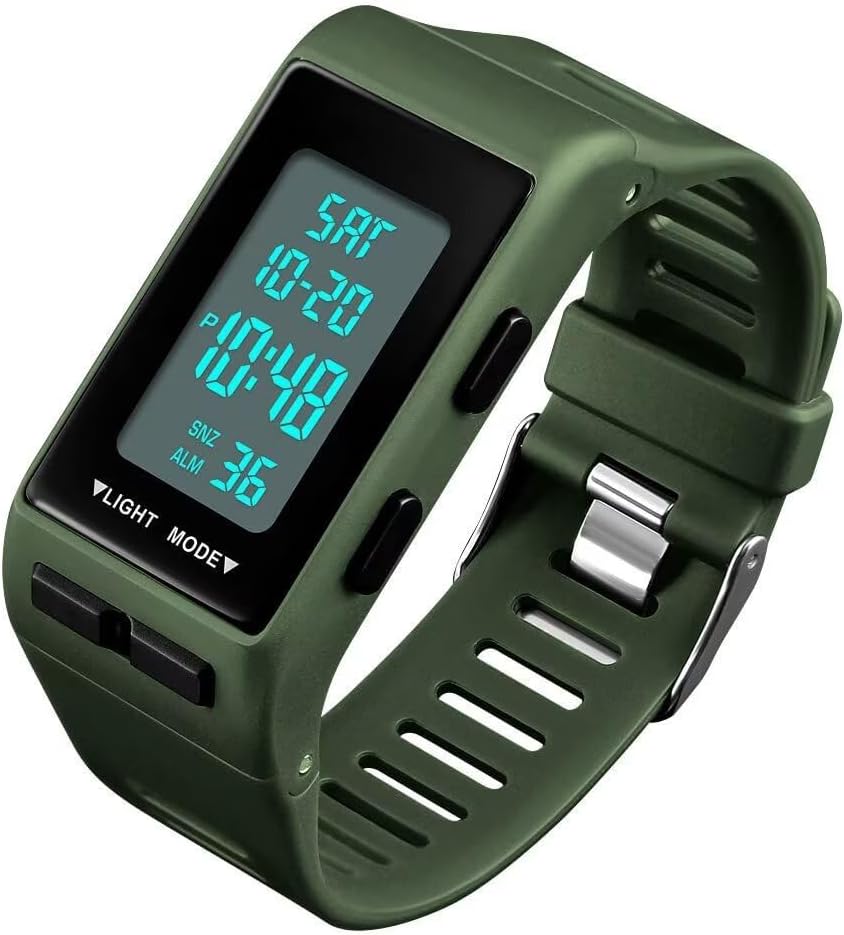 Moda unisex números grandes rectángulo cara al aire libre deporte reloj de pulsera para hombre señoras impermeable día fecha Aralm cronómetro reloj