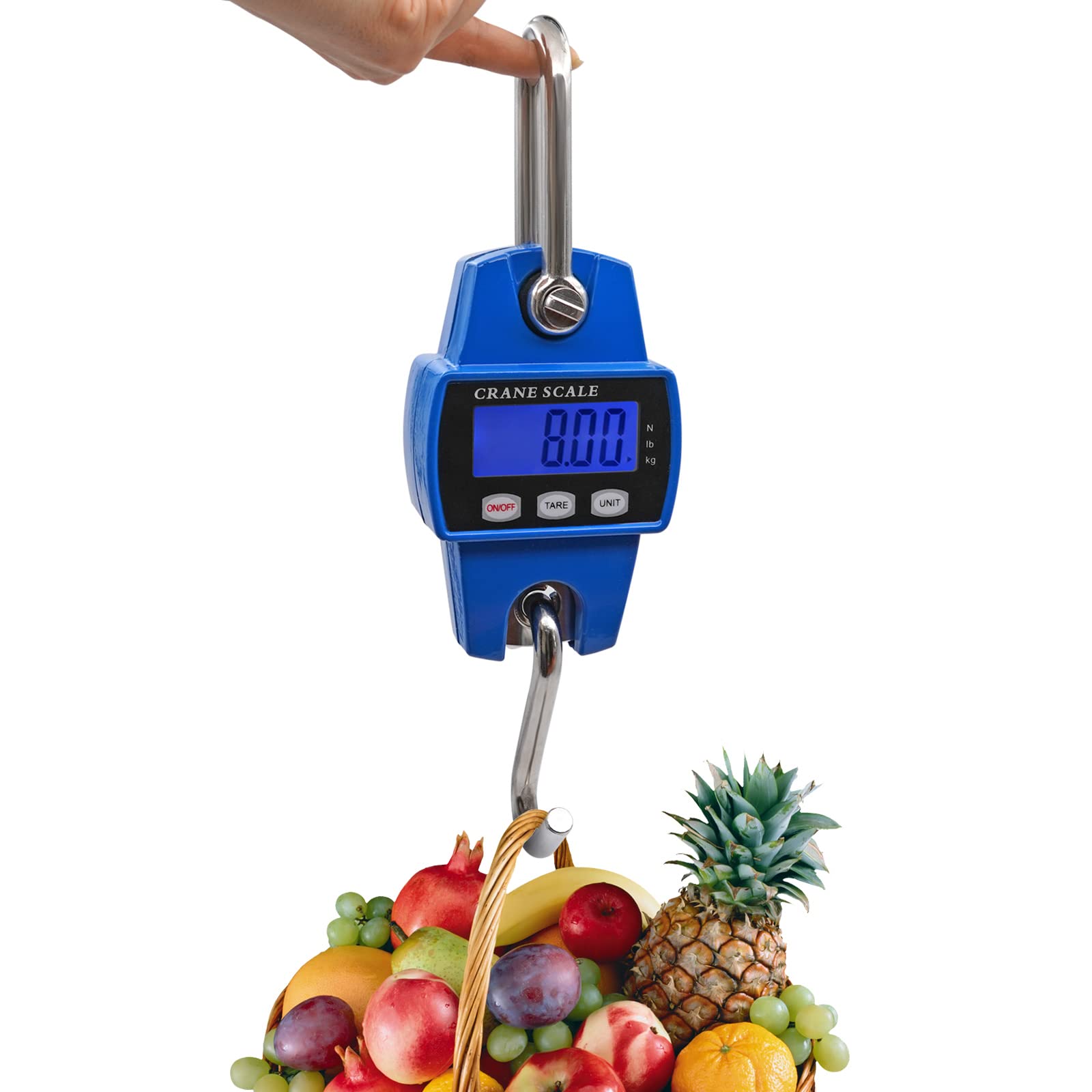 MOGOULUAMOGOULUA 300KG Professional Fish Scale Mini Blue Hanging Scale Portable Hook Crane 660lbs Electronic Scale Heavy Duty Weight Scale Weight Measure Tool with Accurate Sensor