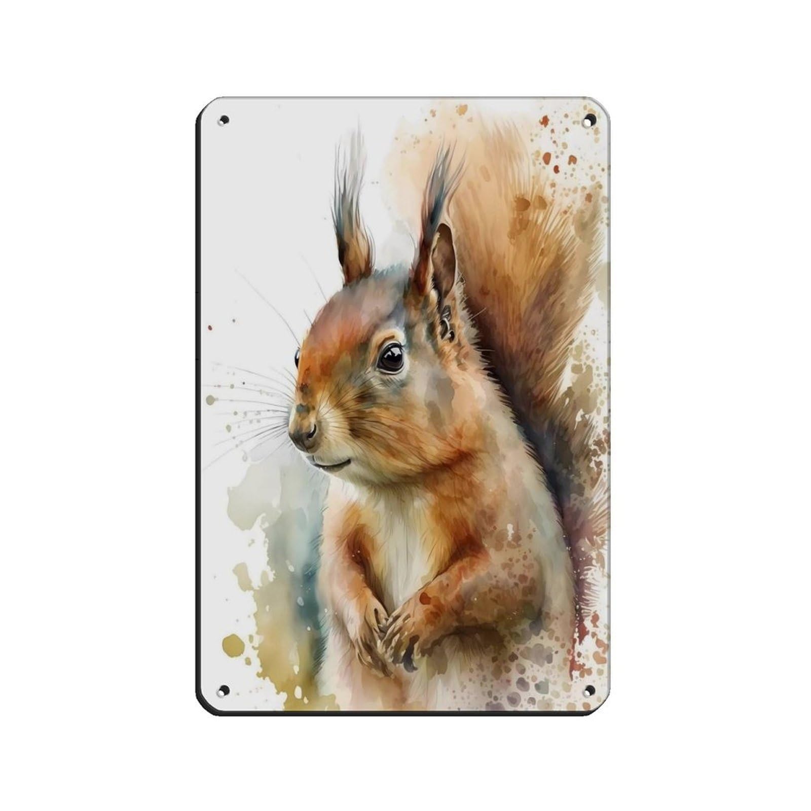 Watercolor Squirrel, Art Poster Retro Poster Metal Tin Sign Chic Art Retro Iron Painting Bar People Cave Cafe Family Garage Poster Wall Decoration 8x12inch(20x30cm)