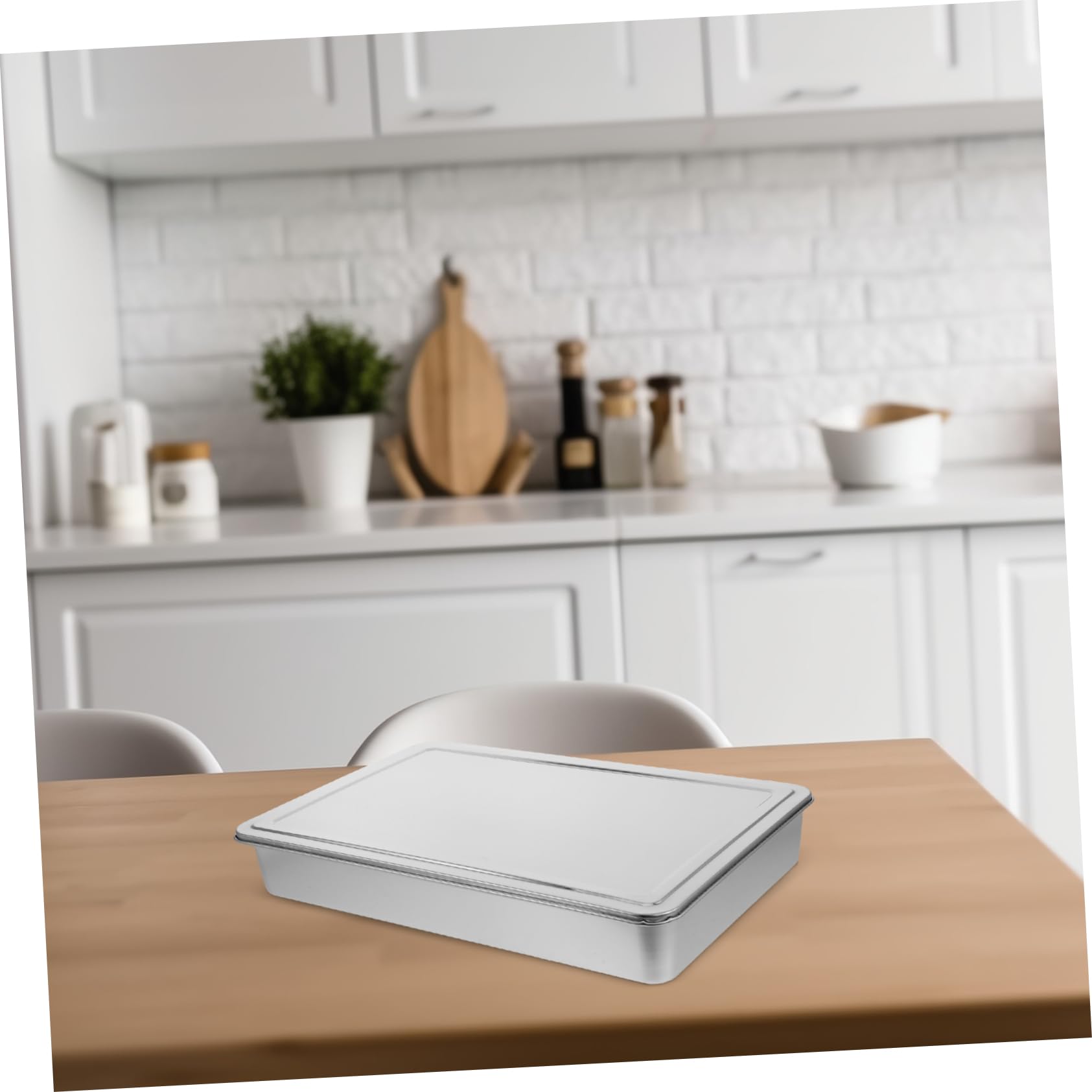 Alipis Moule à Pâtisserie Rectangulaire Avec Couvercle Acier Inoxydable Pour Brownies Gâteaux Et Plats Mijotés Convient Aux Fours