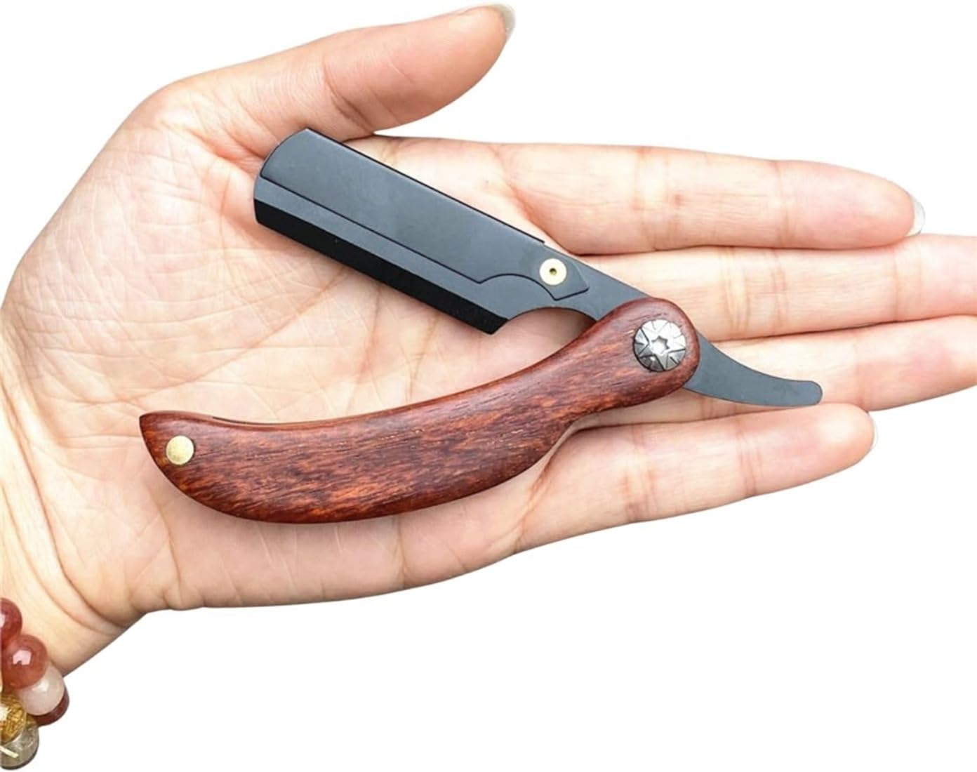 Rasoir mécanique à lame unique et manche en bois pliable pour homme