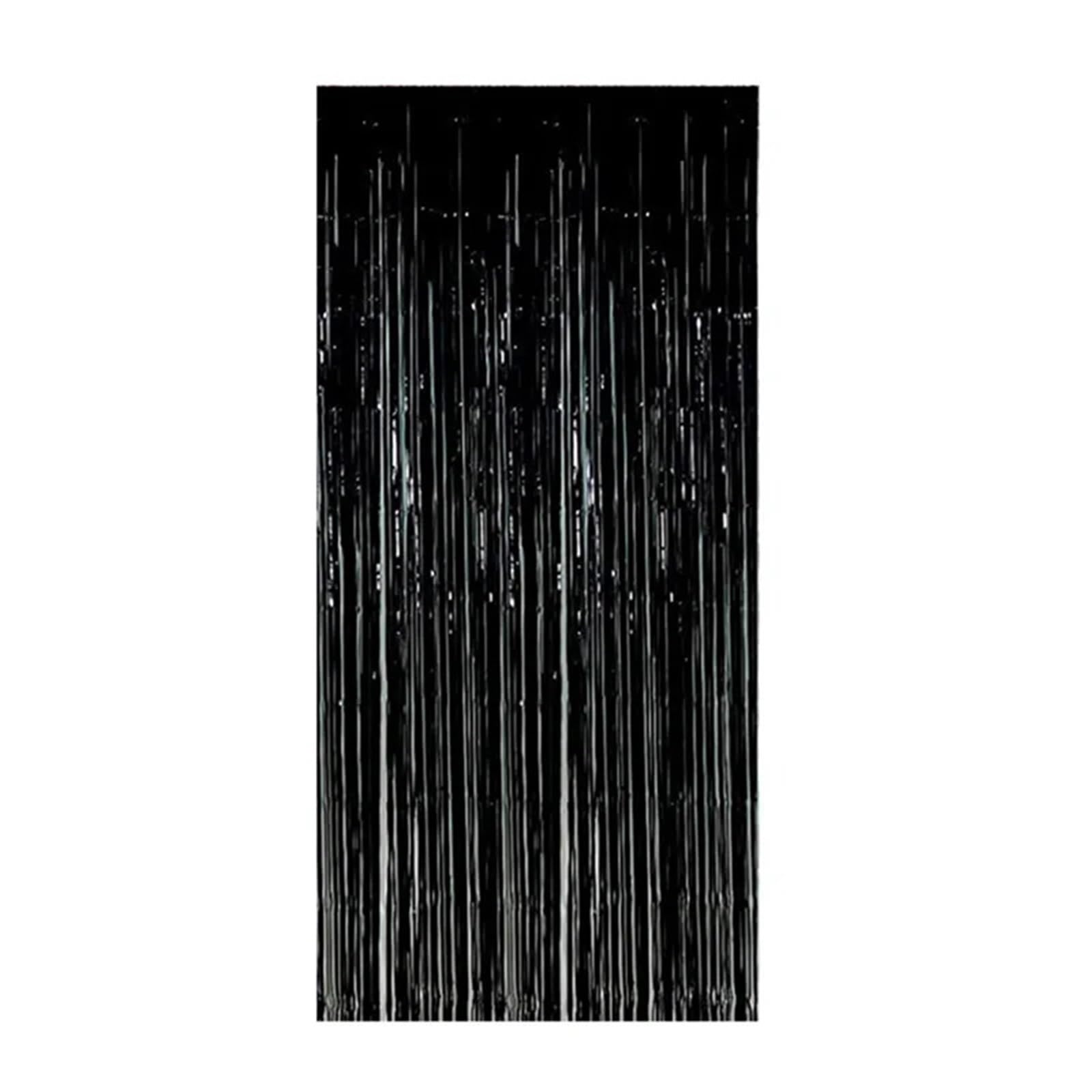 Cortinas de oropel para telón de fondo, 5 piezas, decoración de Halloween, cortina de aluminio, decoración de fiesta (negro macarrón, 3 m)