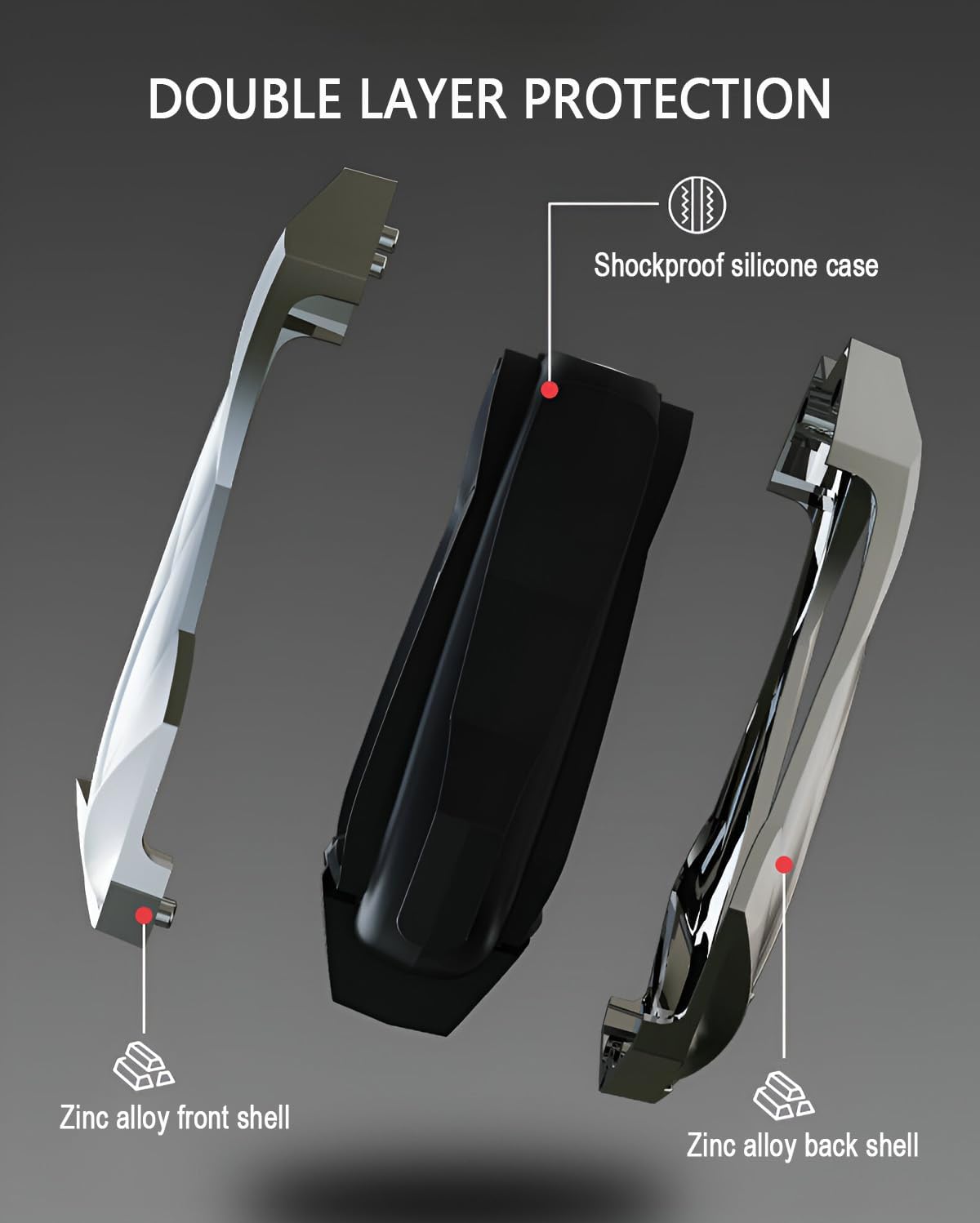 Compatible Key Fob Cover for Jeep Grand Cherokee Dodge Charger Challenger Durango Journey Dart Chrysler 300 Key Case Holder Protector Metal Keychain