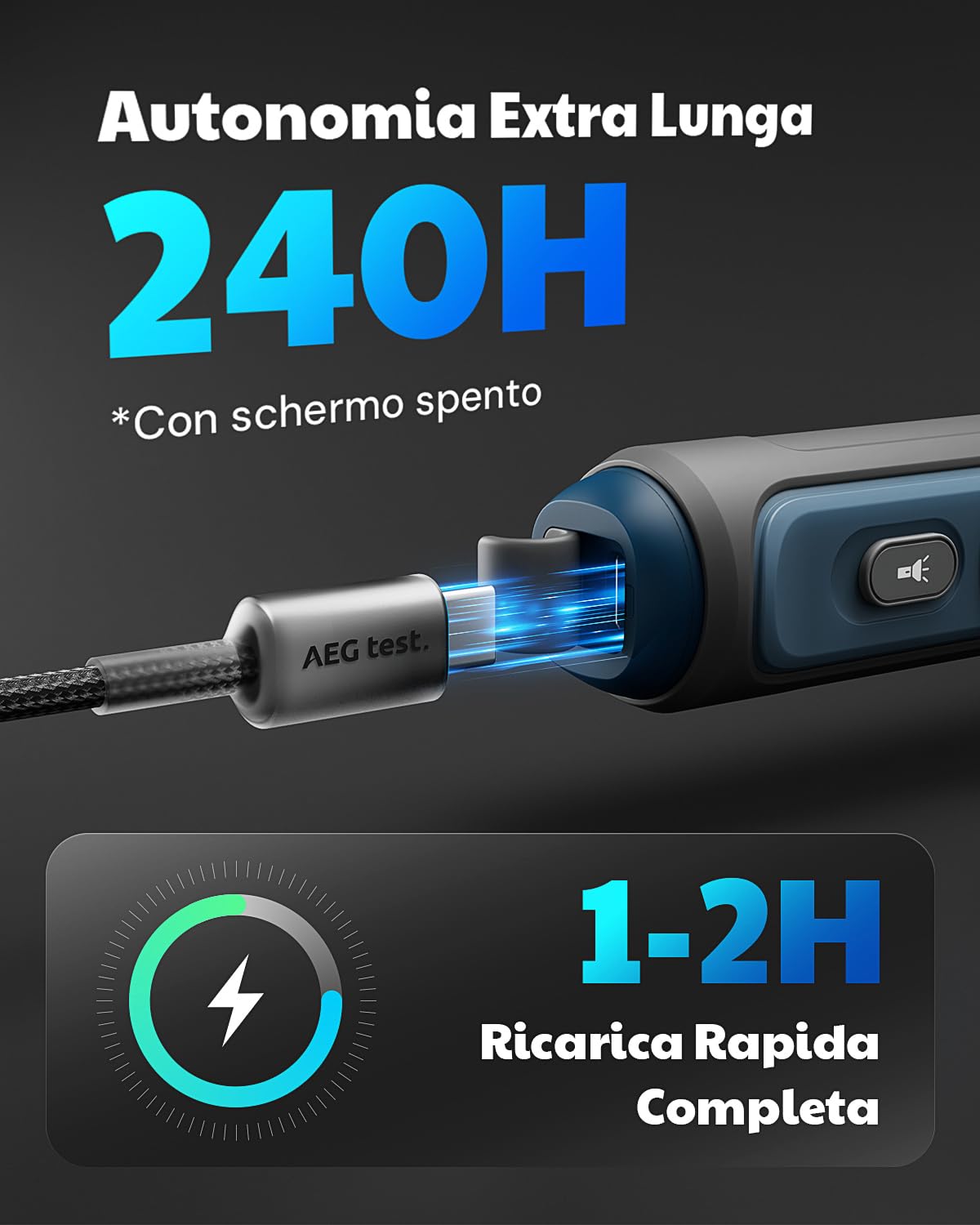 AGT-2459 Rivelatore portatile di monossido di carbonio, CO ricaricabile 0~1000PPM con allarme acustico/visivo, schermo TFT a colori per casa, viaggio, industria e usi mobili – Blu