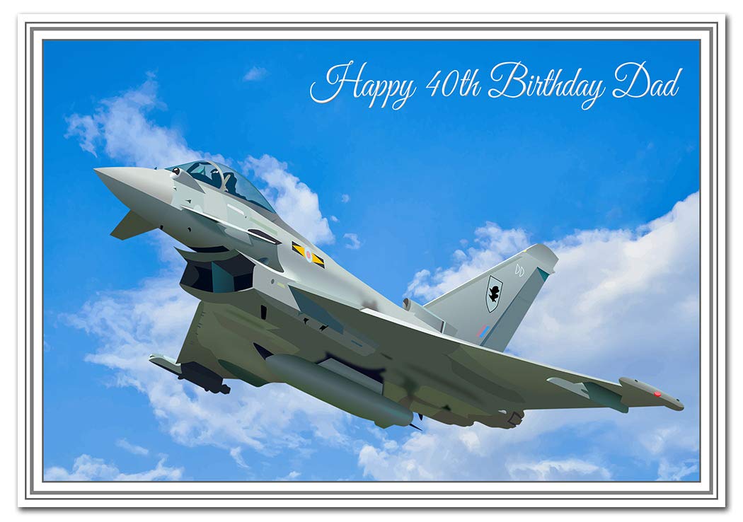 Special 40th Birthday Cards - Unusual Unique Cool Happy Fortieth 40 year old (Dad 40th Birthday Card - Typhoon Airplane)