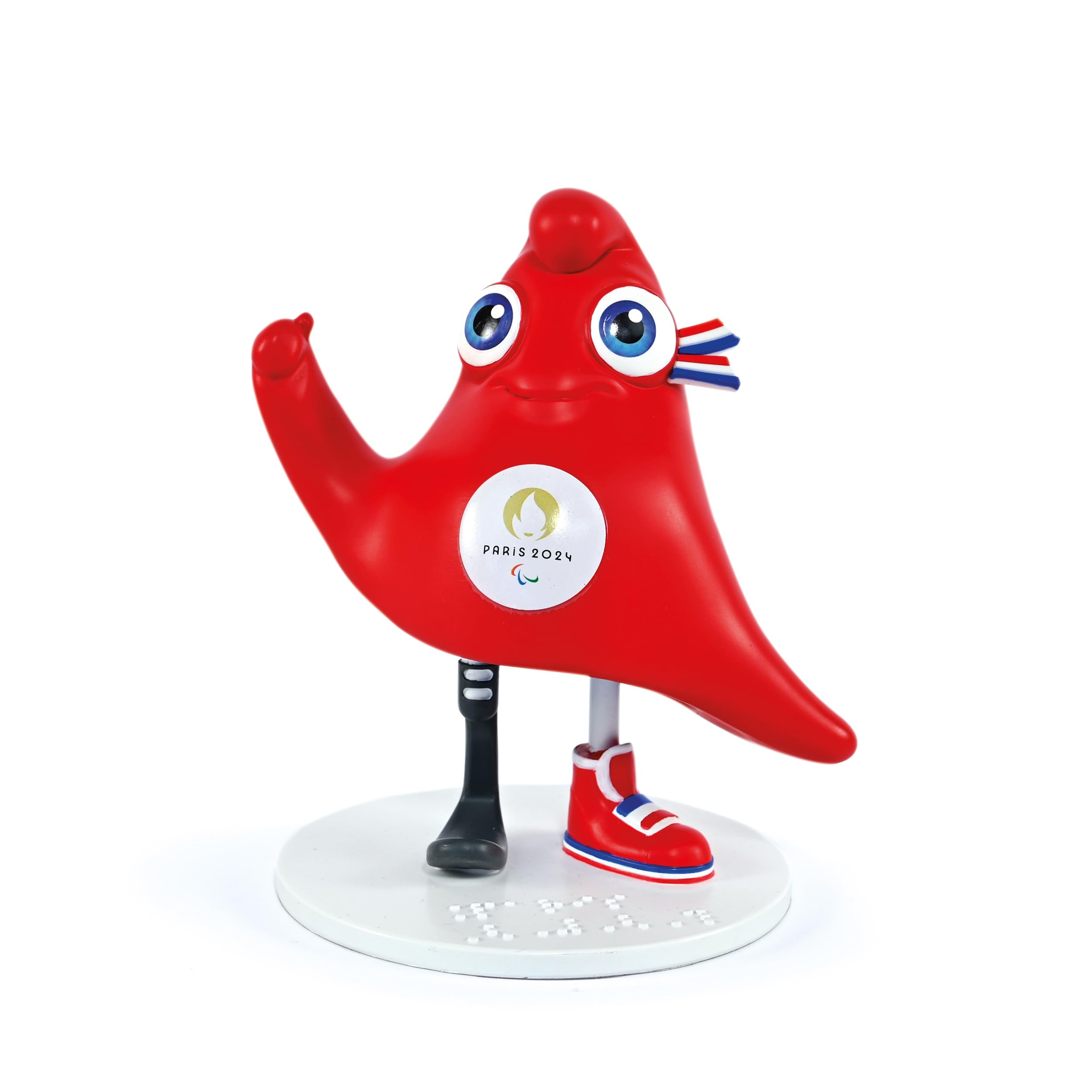 Doudou et Compagnie - JO2508 Paralympic Phyrge Mascot Figurine - Official Licence of the Paris Olympic and Paralympic Games 2028-16 cm - Red