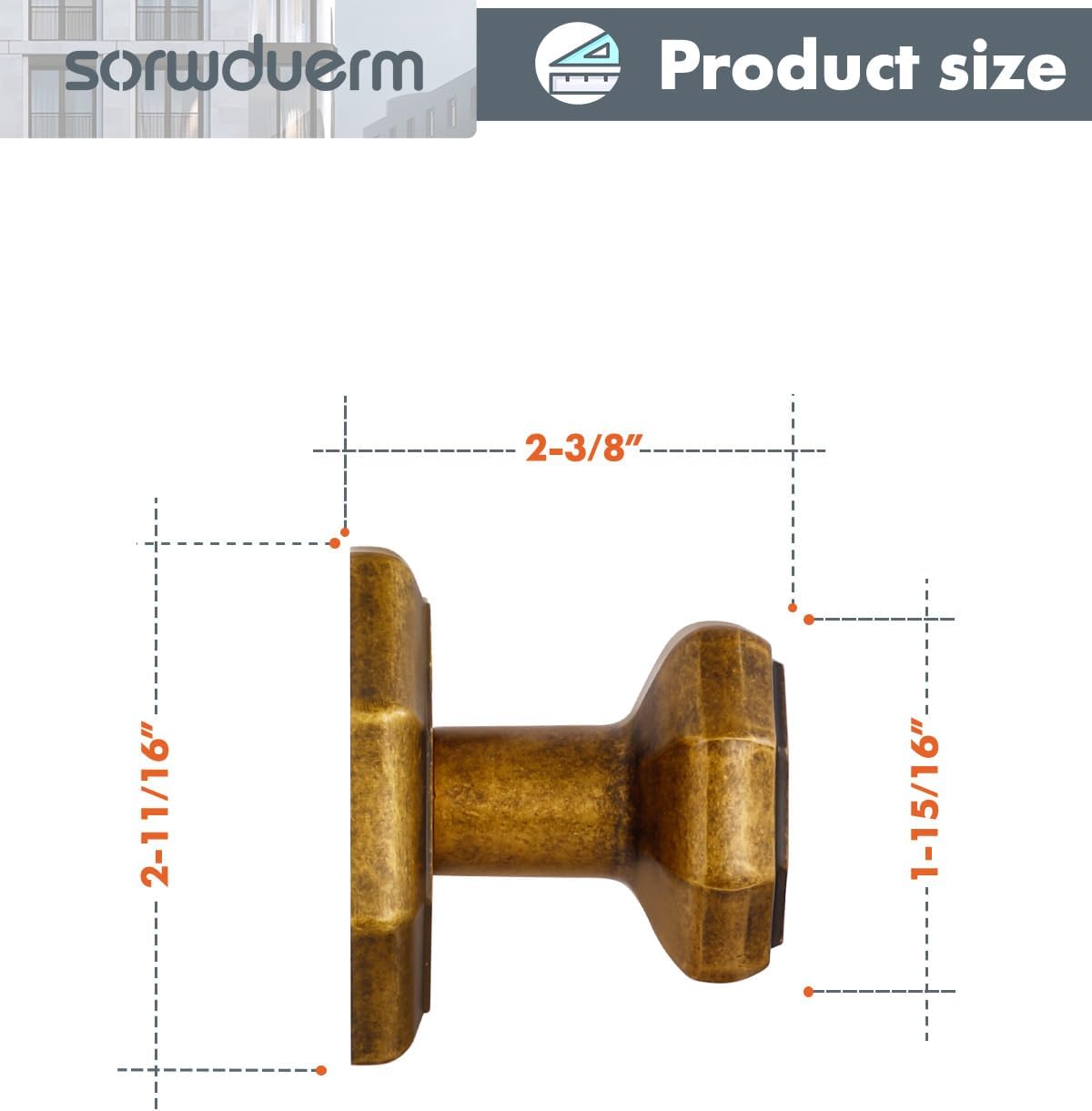 4 Pack Antique Brass Dummy Door Knobs Aged Brass Octagonal Interior Closet Hallway Interior Vintage Door Knob