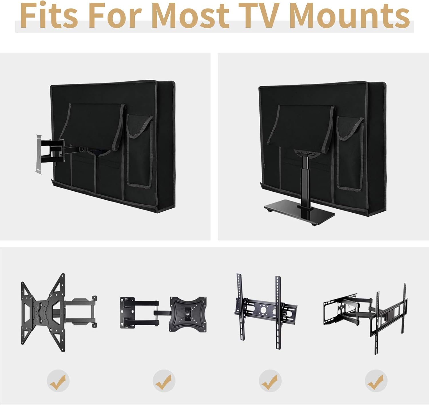 Exclusive Discount 50% Price Easy-Going 46 inches Outdoor TV Cover,Fully Covered TV Cover, Waterproof and Weatherproof TV Protector for Most TV Mounts, Free Cleaning Cloth Included,Black