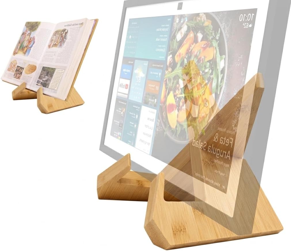 Solid Wood Stand Compatible with Echo Show 15 , Calendar Holder with 4 Non-Slip Silicone Pads, Supports Horizontal or Vertical Display.Premium Desktop Wood Dock for Smart Home Calendar(Bamboo)