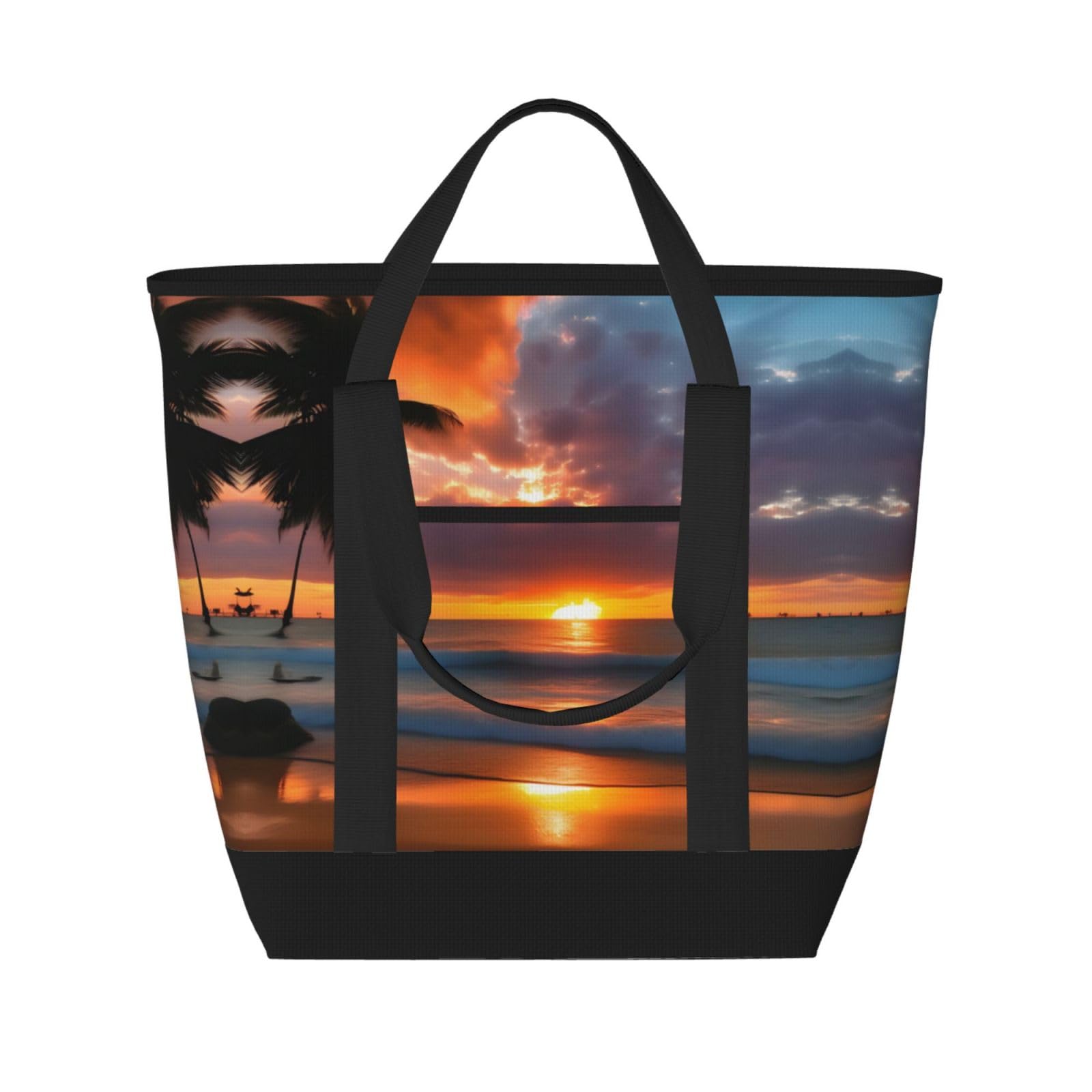 Sac isotherme grande capacité cabas courses réutilisable adulte noir - 8