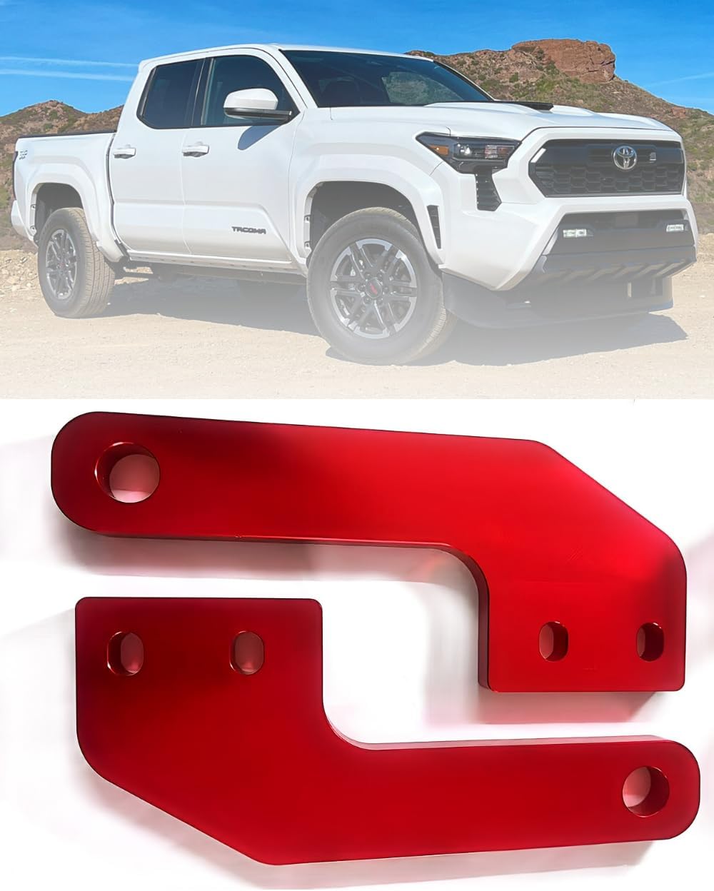 Rear Tow Hooks for Toyota Tacoma 2024–2026, Tow Hooks Compatible with 2024 2025 2026 Tacoma Accessories, Rear Recovery Points for Off-Road Towing & Vehicle Recovery, Heavy Duty Carbon Steel (Red)