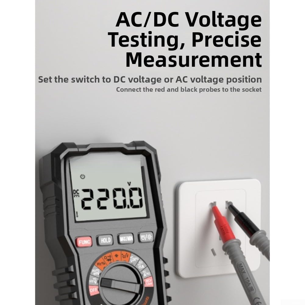 Multimetro digitale professionale, 6000 conteggi, True RMS Auto-Ranging NCV tester per corrente, tensione, resistenza, alloggiamento robusto (Electrician 6000)