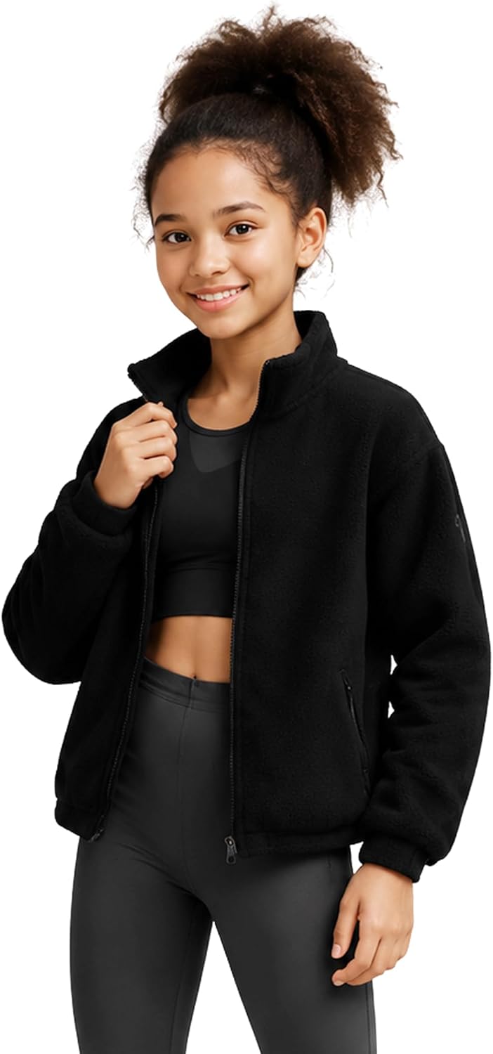 Balabala Girls’ Full-Zip Fleece Jacket with Pockets（3-18 Years）