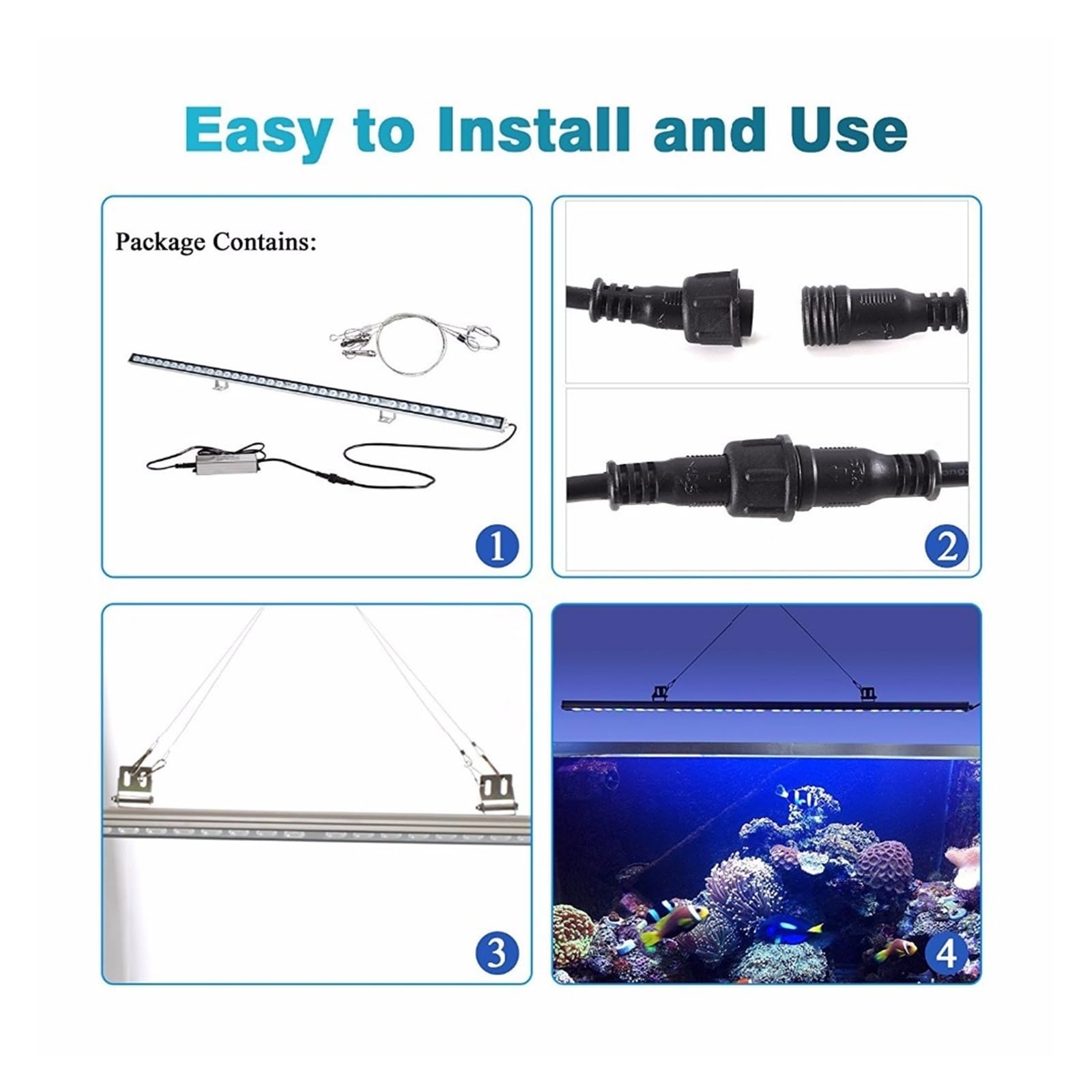 Światło do akwarium, 54 W/81 W/108 W Led Aquarium Strip Light W High Power Akwarium Oświetlenie Led Piękna Twoja Rafa Koralowa Lampa Akwarium(108W)