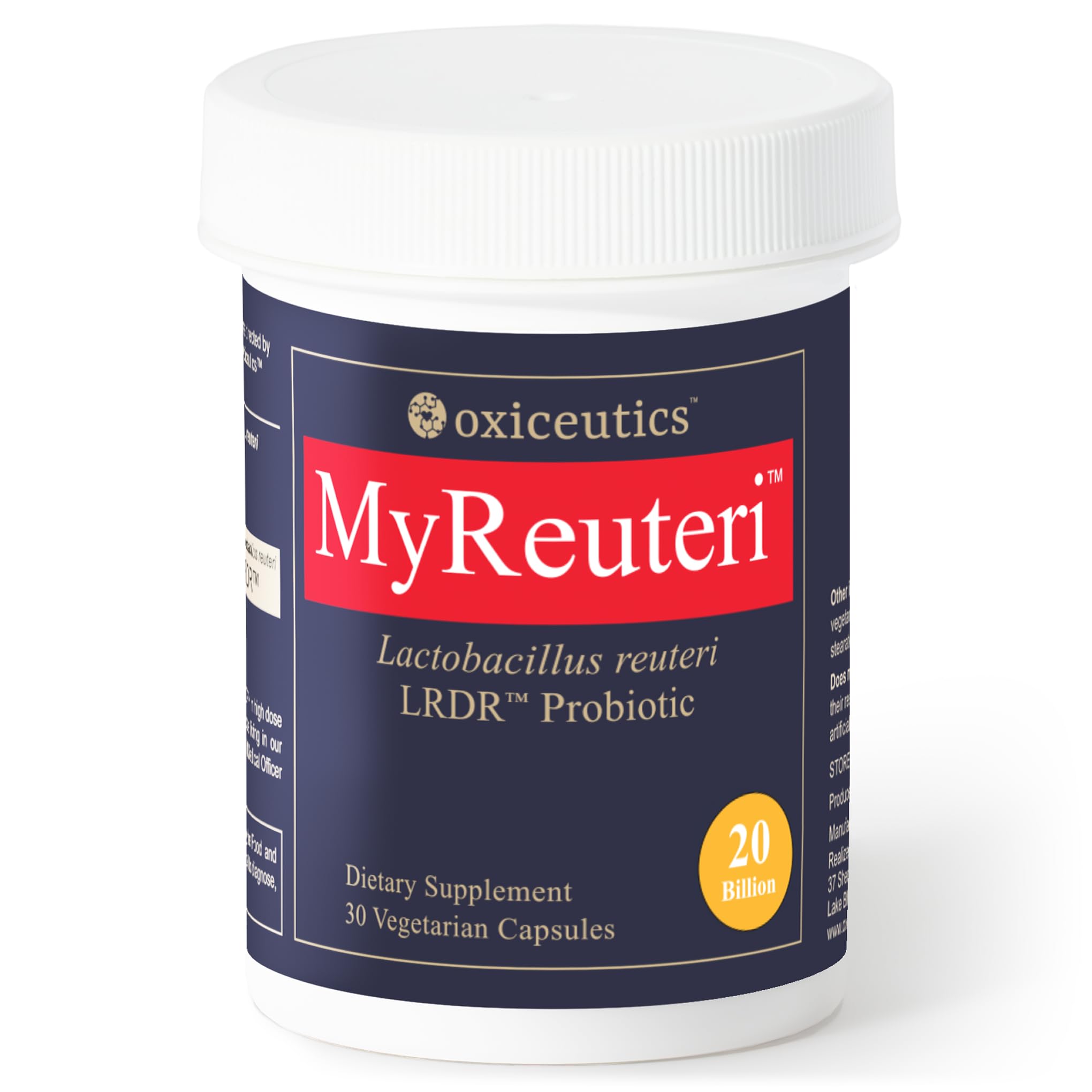 MyReuteri™ 20 Billion CFU Probiotic – Enhanced-Strength L. reuteri LRDR™ + FOS Prebiotic – by Dr. William Davis – Makes Yogurt-Like Superfood – 30 Veg Capsules