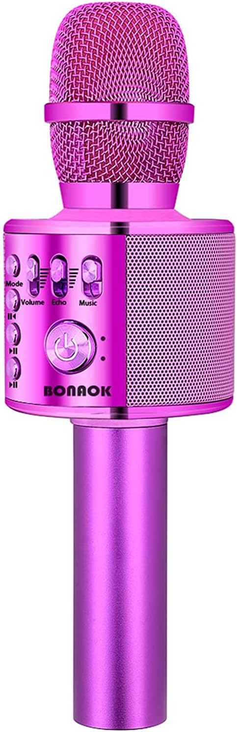 BONAOK Wireless Bluetooth Karaoke Microphone,3-in-1 Portable Handheld Karaoke Mic Speaker Machine Home Party Birthday for All Smartphones PC(Q37 Rose Gold) - imagen 7