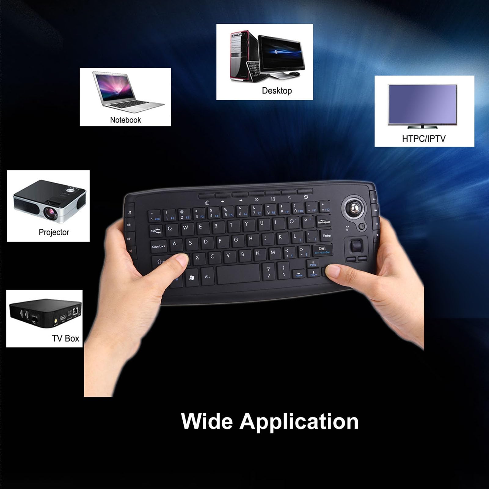 Sxhlseller Teclado Inalámbrico con Trackball y Teclas de Control Multimedia, para PC Box HTPC