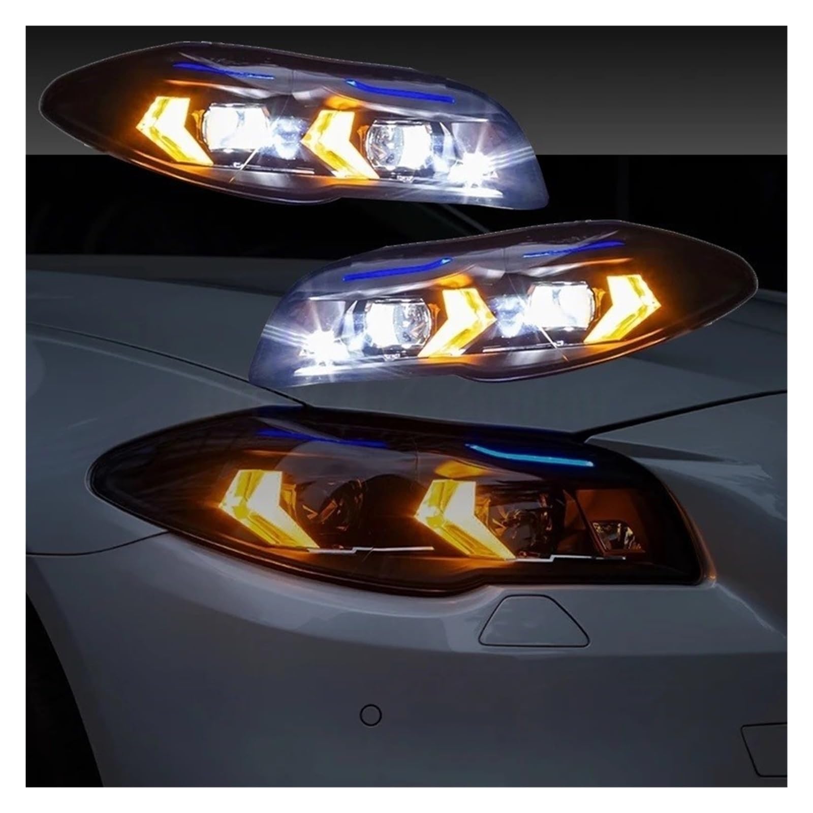 Adatto per BMW Serie 5 F10 F18 2010-2017 Gruppo fari Anteriori Luci diurne Conversione lampade proiettore bio-ottiche (B)