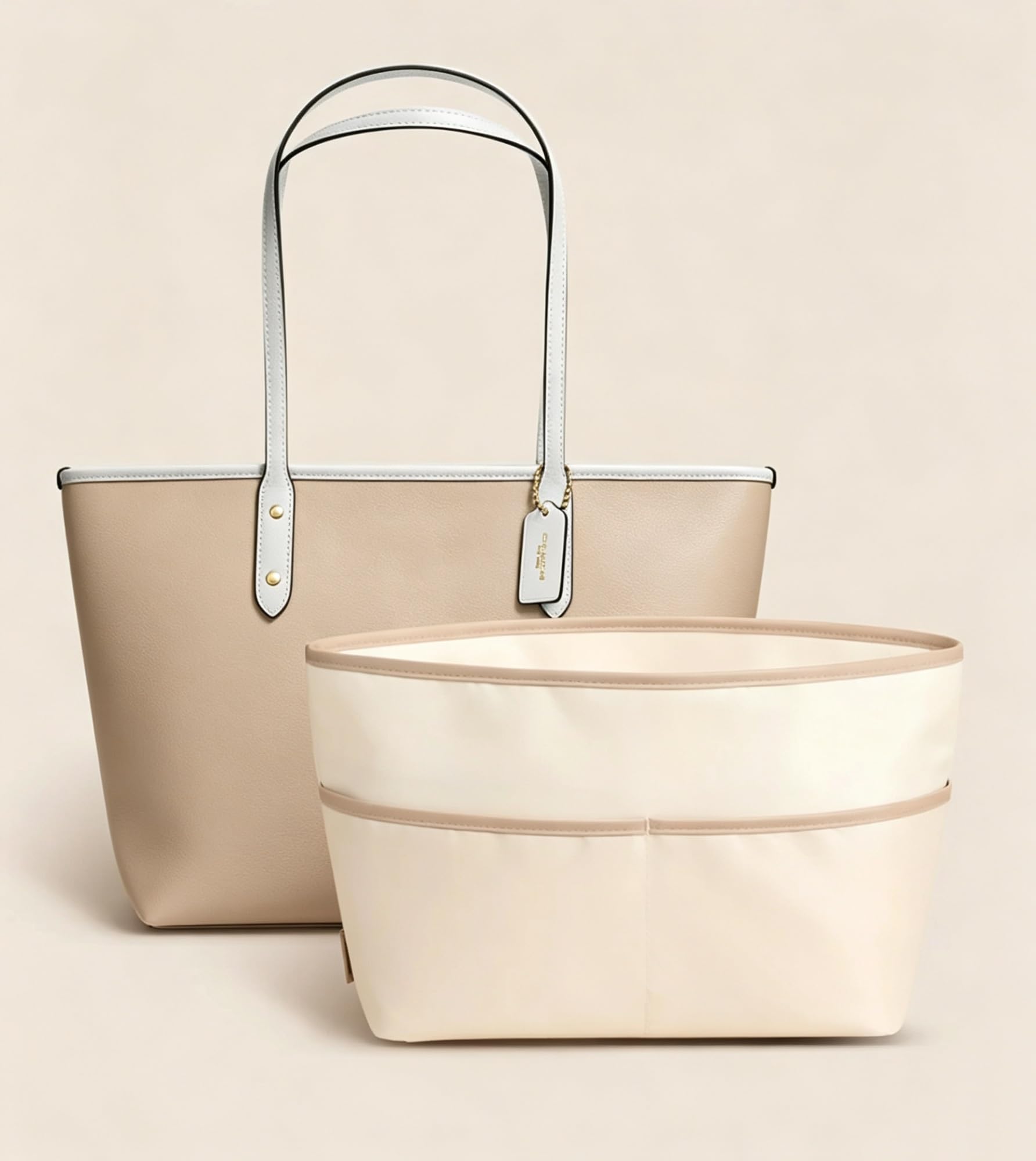Organizer in nylon adatto per la fodera dell'inserto portaoggetti della borsa Coach City 30/33(Coffee,For ctiy 30)