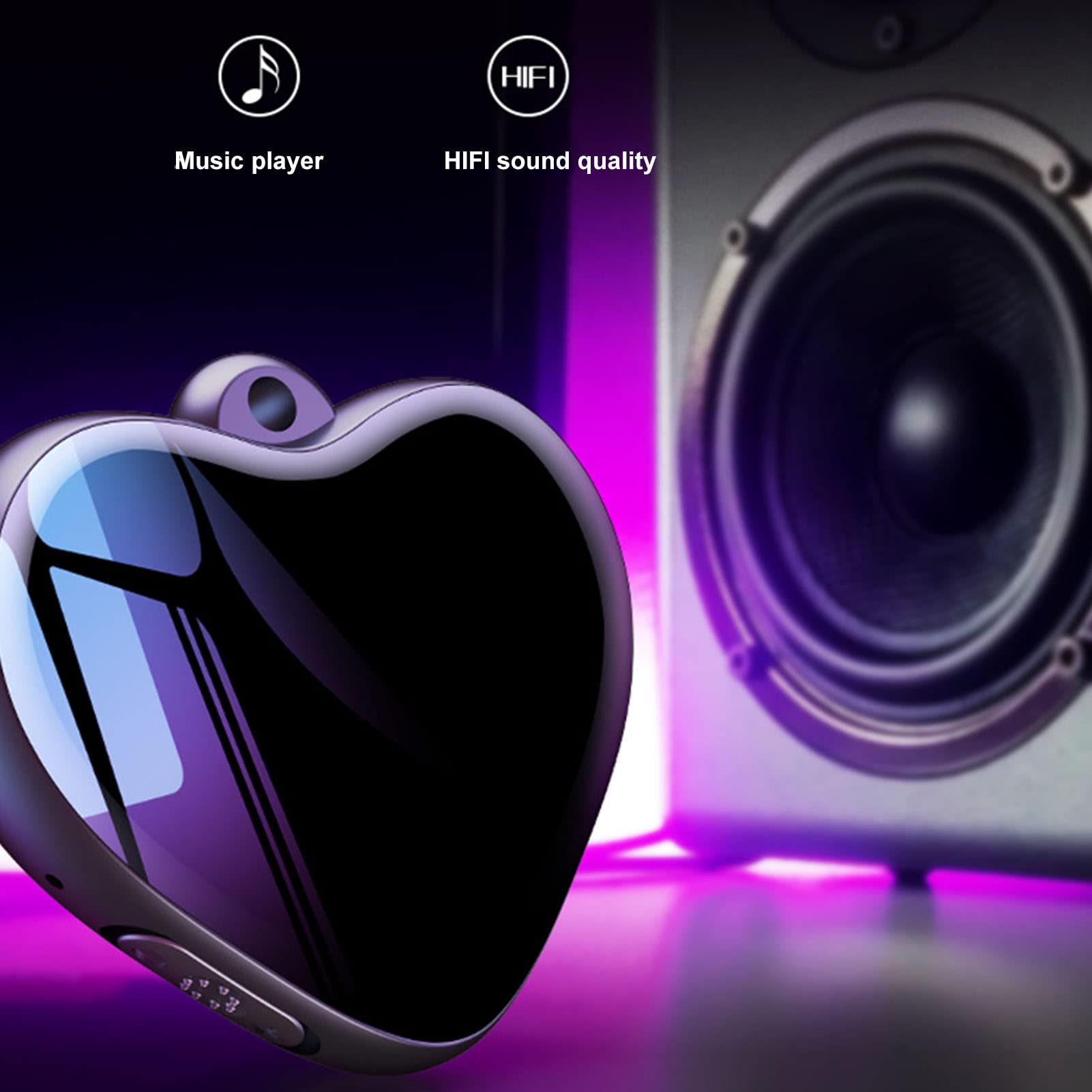 Grabadora Colgante en Forma de Corazón de 4 GB con Reducción de Ruido HD, Mini Grabadora de Sonido Activada por Voz Mini Grabadora de Voz Mp3 para Conferencias, Reuniones,