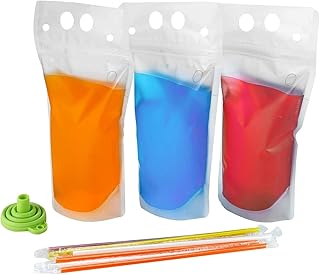 C CRYSTAL LEMON 200PCS Drink Pouches with 200 Straws – Reclosable Handhe...