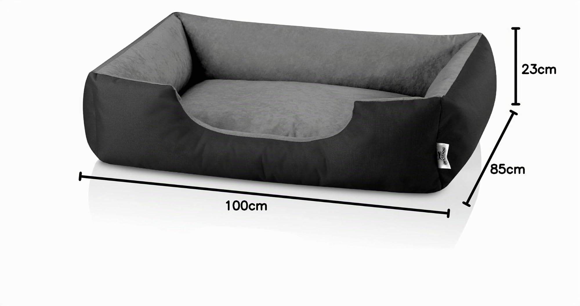 BedDog LUPI colchón para Perro S hasta XXXL, 24 Colores, Cama para Perro, sofá para Perro, Cesta para Perro, XL Negro/Gris