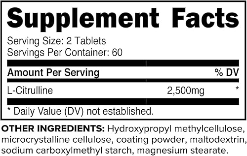 Miniatura 2 de Primaforce L-citrulina 2500 mg, 120 comprimidos, 60 porciones
