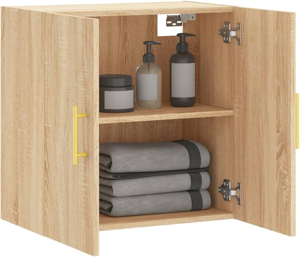 Sonoma Oak Engineered Wood Wall Cabinet 23.6in x 12.2in x 23.6in for Modern Home Storage and Organization