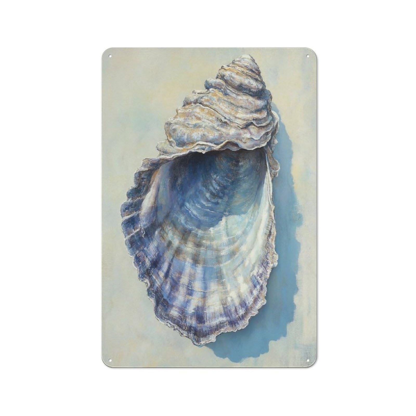 Junmoney Style-24 Vintage Tin Sign 30X20cm With Seashell Coastal Beach For Guest Room Or Hallway, For Collectors Decorating Guest Rooms And Hallways