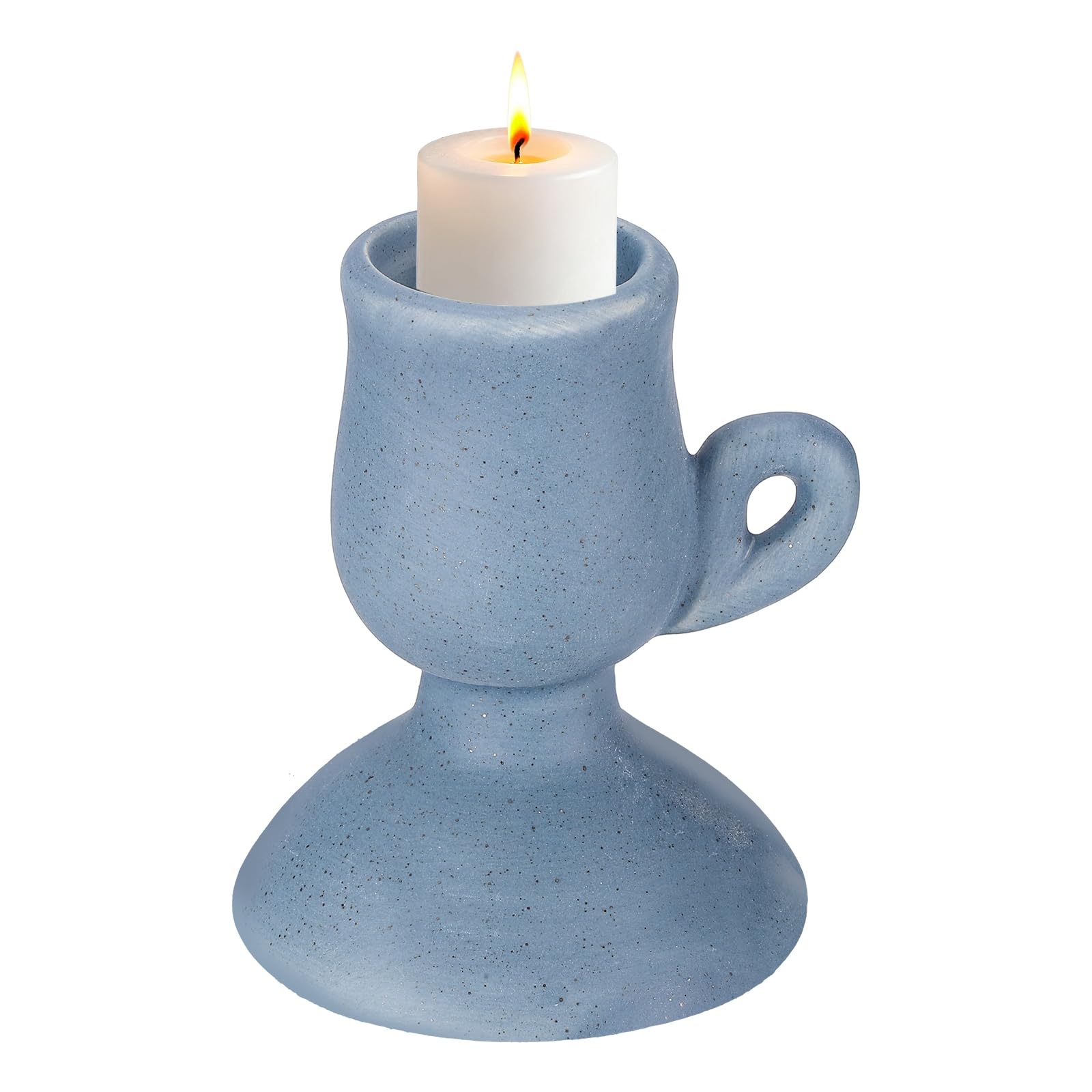 Bougeoir en céramique bleu style nordique vintage pour décoration de table maison