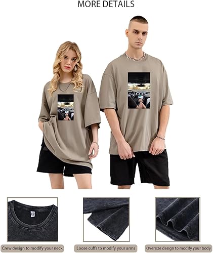 Miniatura 3 de GDSHAPE Camiseta de gran tamaño personalizada, diseña tu propia camiseta de algodón de gran tamaño de media manga, camiseta casual suelta vintage