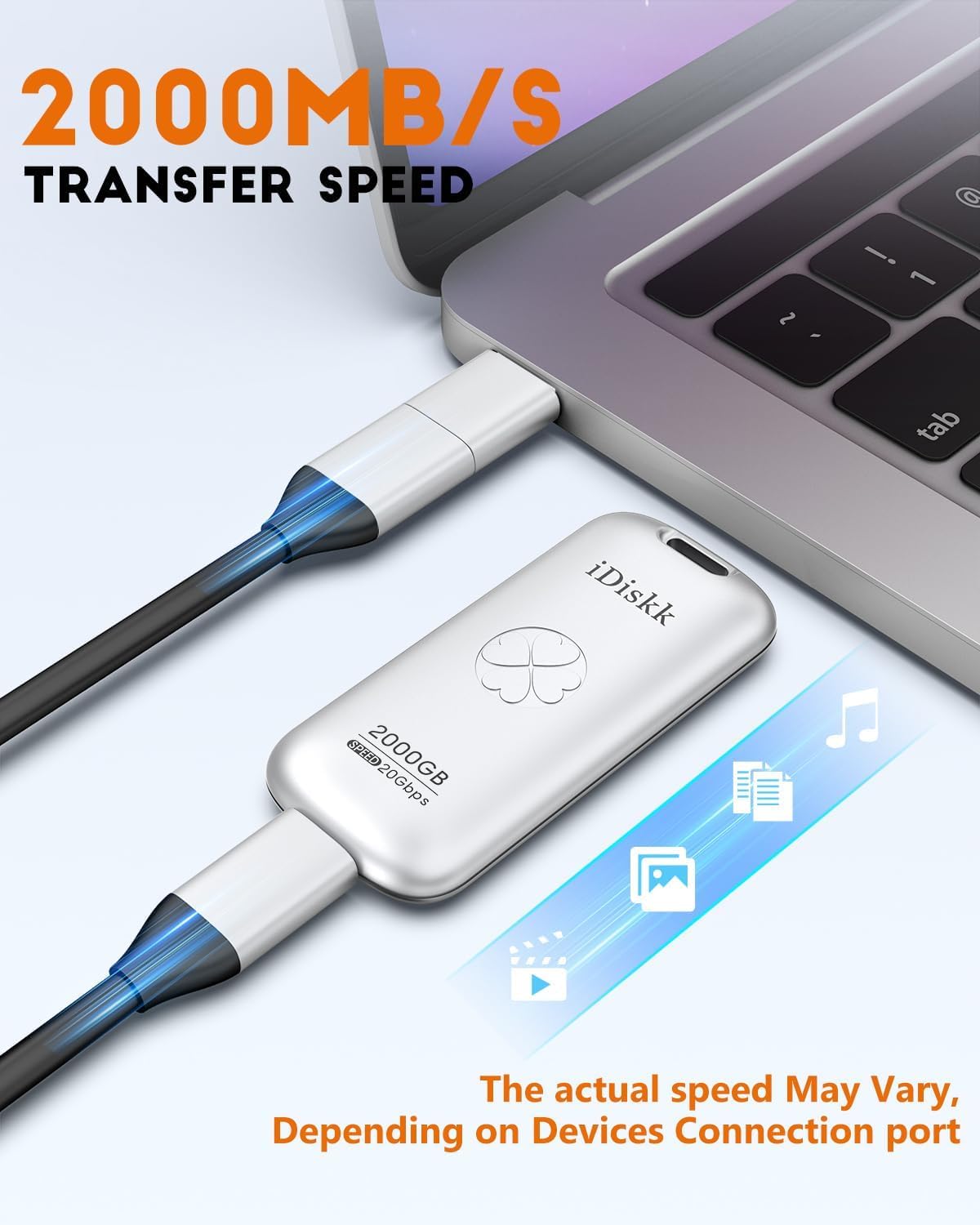 Amazon | iDiskk 2TB ポータブル 外付けSSD 2,000MB/s iPhone iPad
