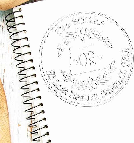 Miniatura 505 de Round State Love - Sello de dirección de devolución para Texas, uso con almohadilla de sello, mango de madera, sello de dirección de Texas