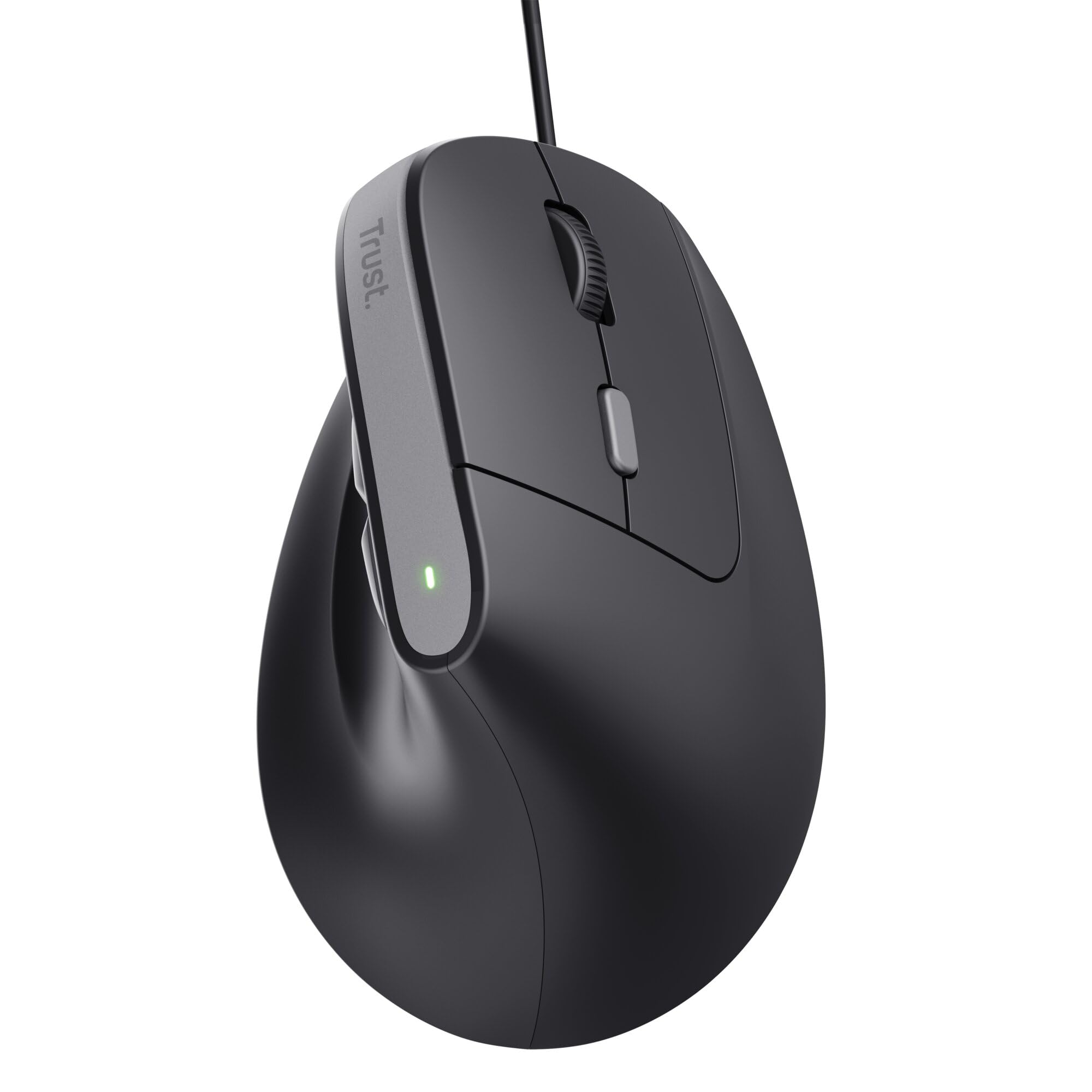 Trust Yuno ergonomiczna mysz przewodowa USB, myszka pionowa, czarna | dla osób praworęcznych, 800-2400 DPI, kabel 150 cm, sensor optyczny, 6 przycisków, 60% plastiku z recyklingu